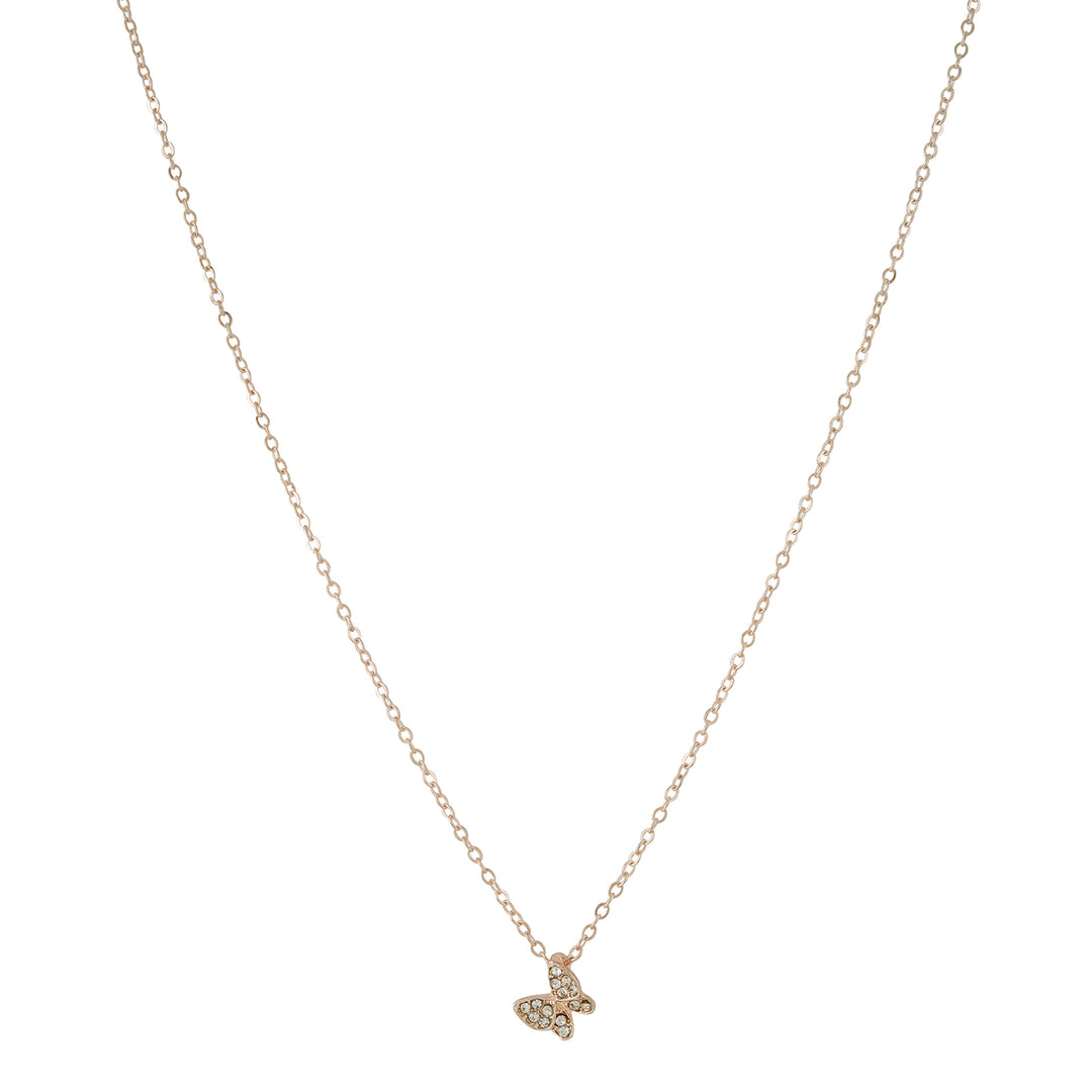 Bewitched Kirata Rosegold Rhinestone Butterfly Pendant Necklace