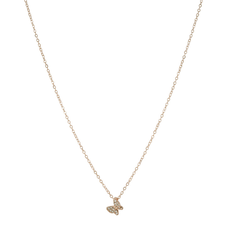 Bewitched Kirata Rosegold Rhinestone Butterfly Pendant Necklace