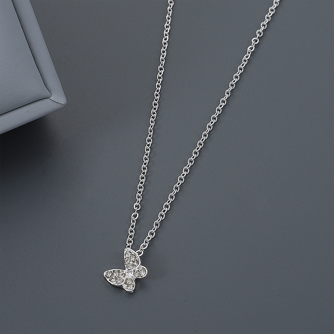 Bewitched Kirata Silver Rhinestone Butterfly Pendant Necklace