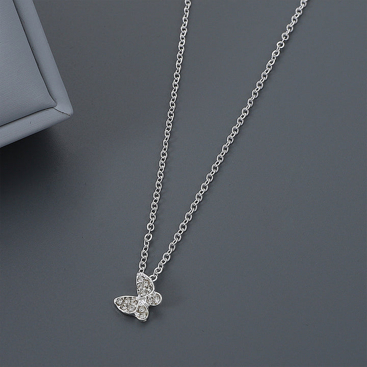 Bewitched Kirata Silver Rhinestone Butterfly Pendant Necklace