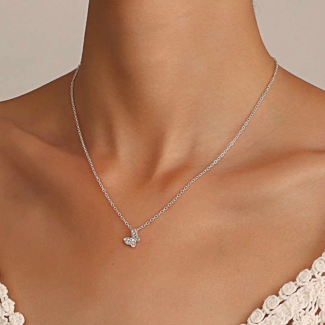 Bewitched Kirata Silver Rhinestone Butterfly Pendant Necklace