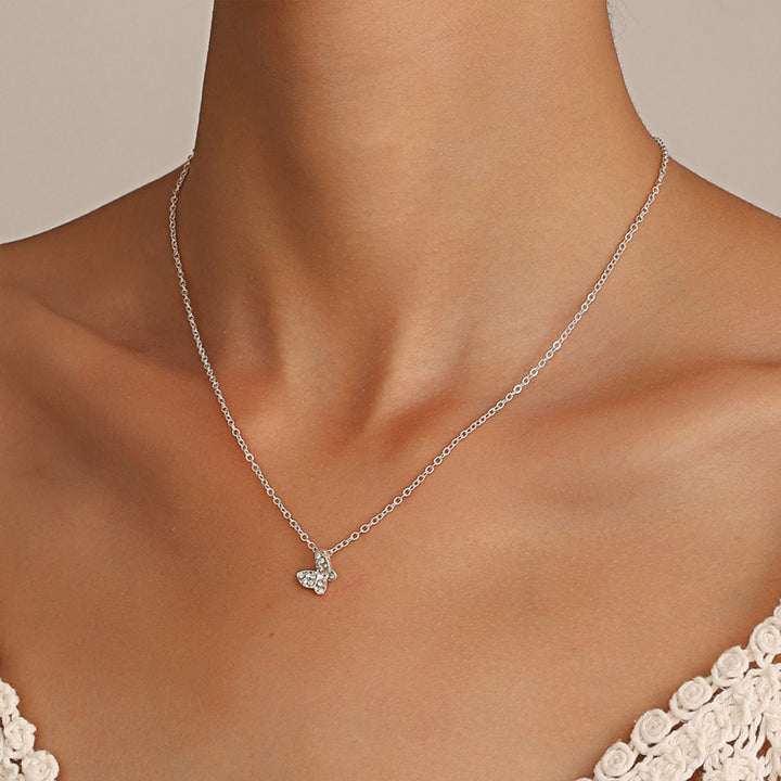 Bewitched Kirata Silver Rhinestone Butterfly Pendant Necklace