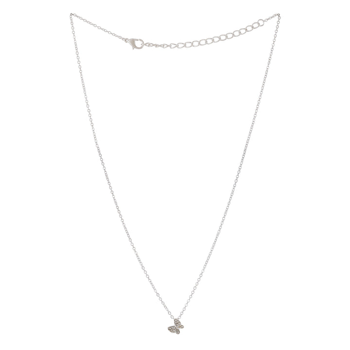 Bewitched Kirata Silver Rhinestone Butterfly Pendant Necklace
