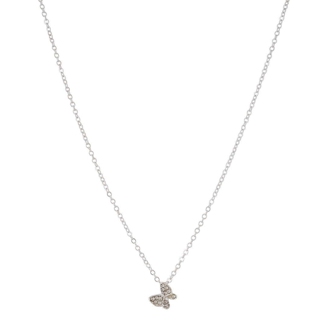 Bewitched Kirata Silver Rhinestone Butterfly Pendant Necklace