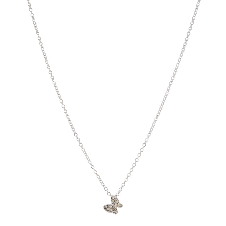 Bewitched Kirata Silver Rhinestone Butterfly Pendant Necklace