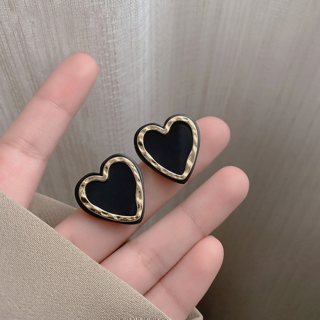 Bewitched Miyoko Black and Gold Heart Earrings