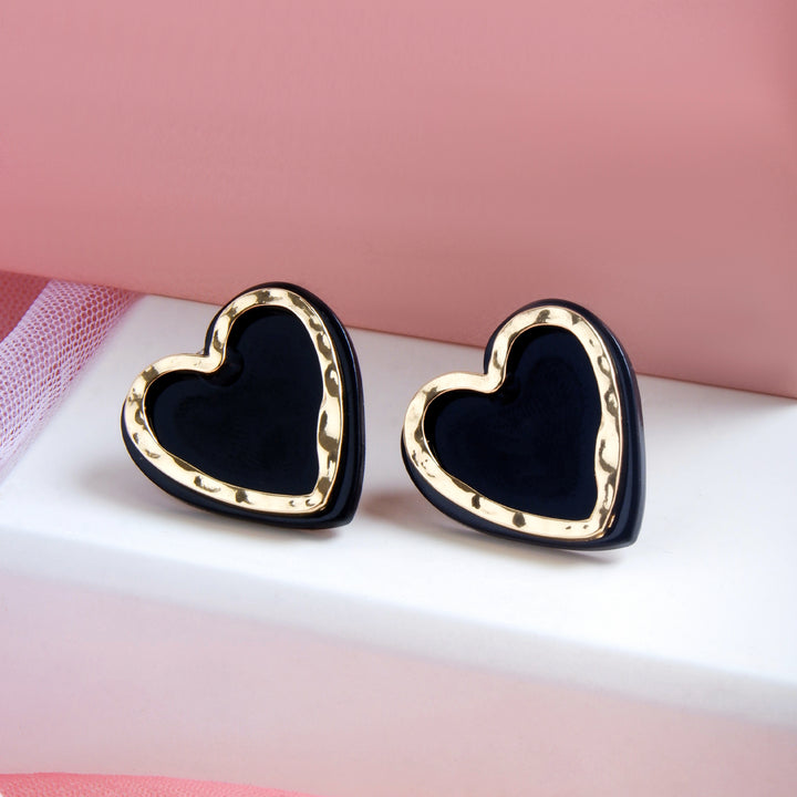 Bewitched Miyoko Black and Gold Heart Earrings