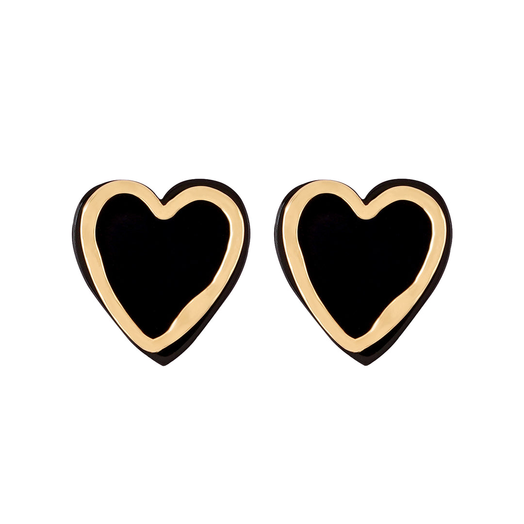 Bewitched Miyoko Black and Gold Heart Earrings
