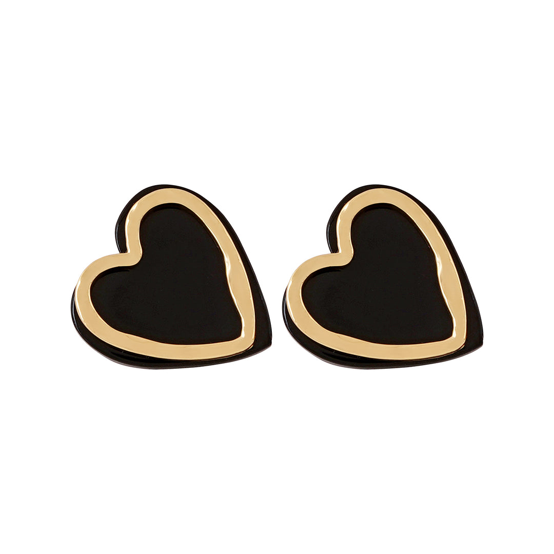 Bewitched Miyoko Black and Gold Heart Earrings