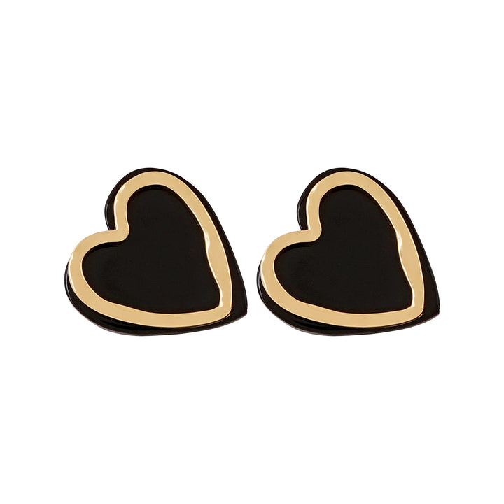 Bewitched Miyoko Black and Gold Heart Earrings