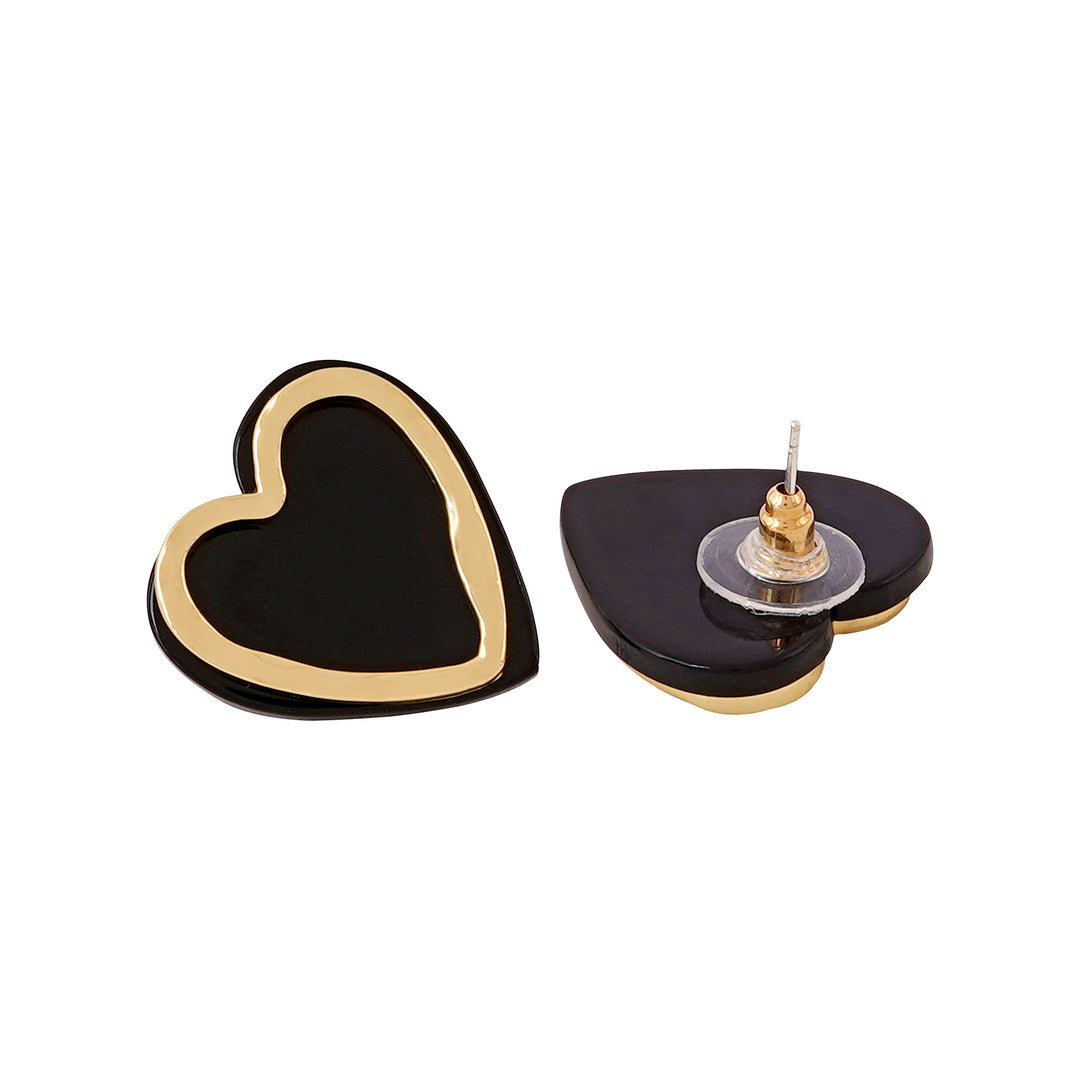 Bewitched Miyoko Black and Gold Heart Earrings