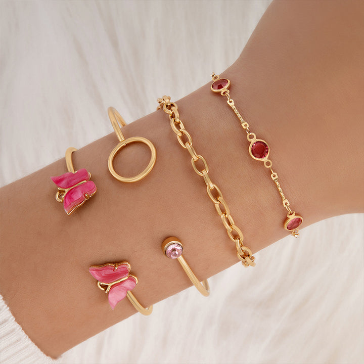 Bewitched Analeese Gold and Pink Charms Bracelet Stack