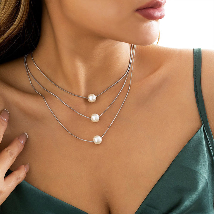 Bewitched Bettie Pearl layered Silver Necklace