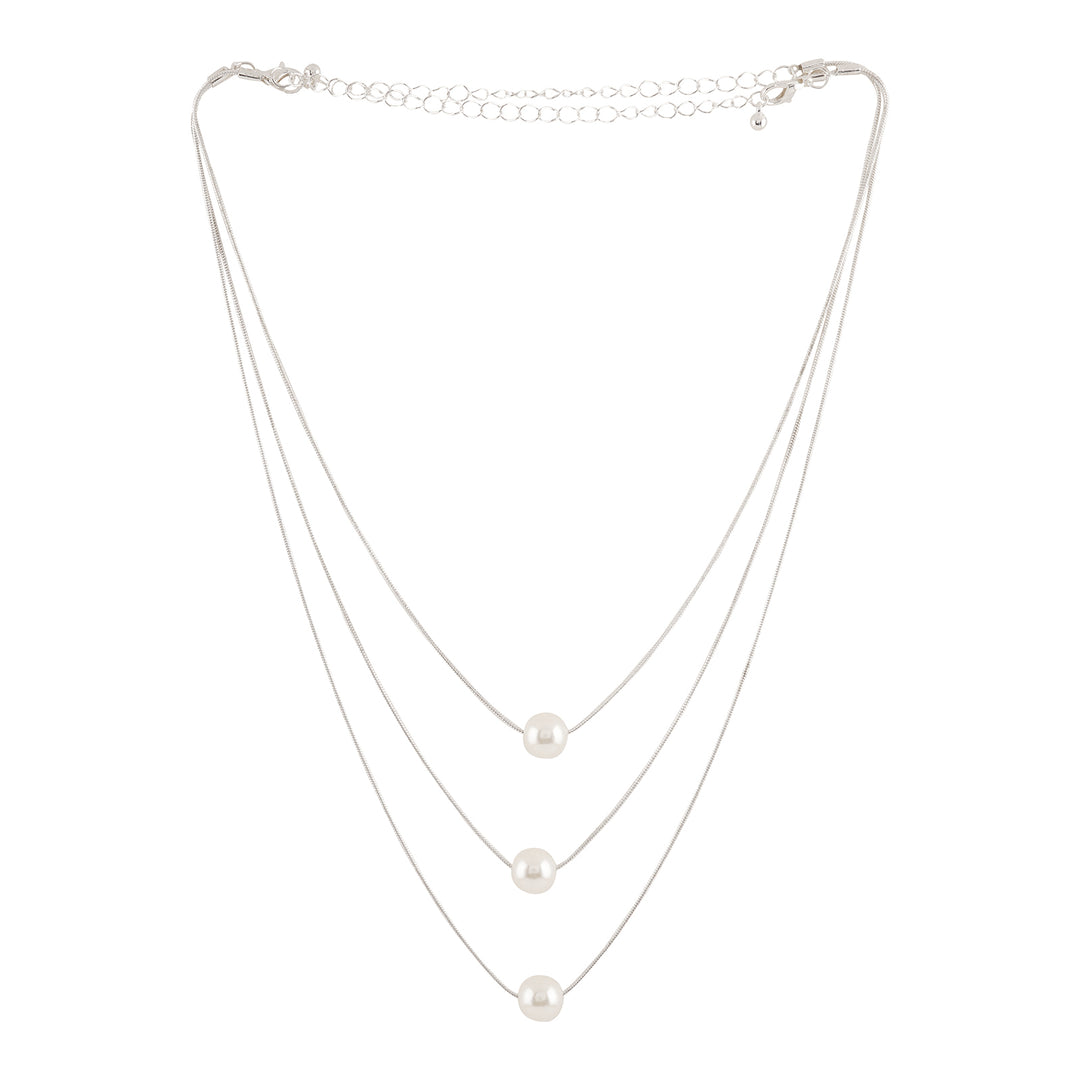 Bewitched Bettie Pearl layered Silver Necklace
