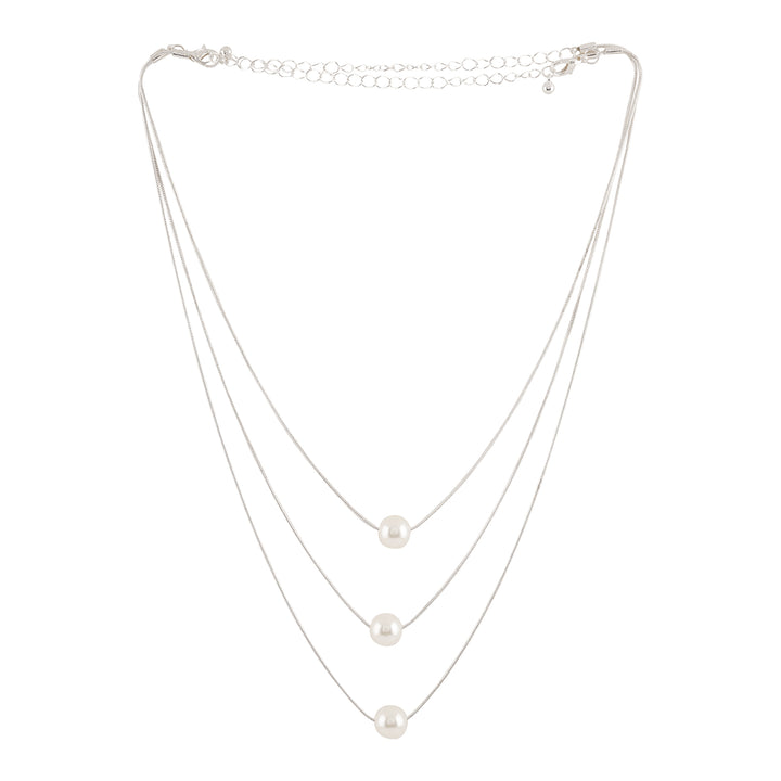Bewitched Bettie Pearl layered Silver Necklace