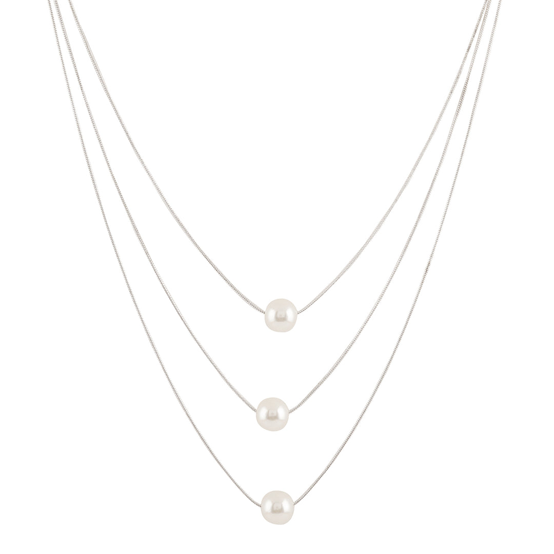 Bewitched Bettie Pearl layered Silver Necklace
