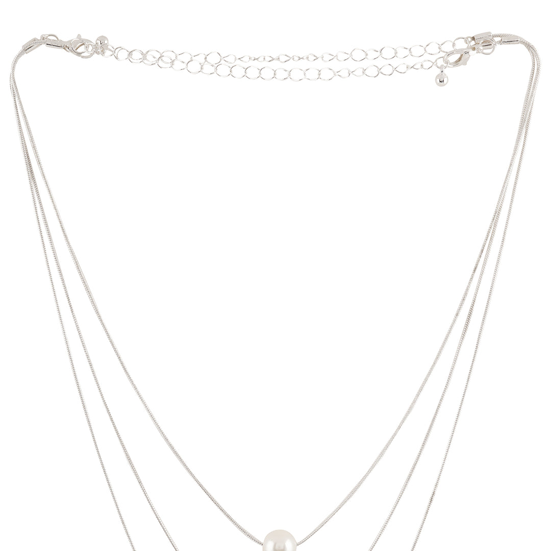 Bewitched Bettie Pearl layered Silver Necklace