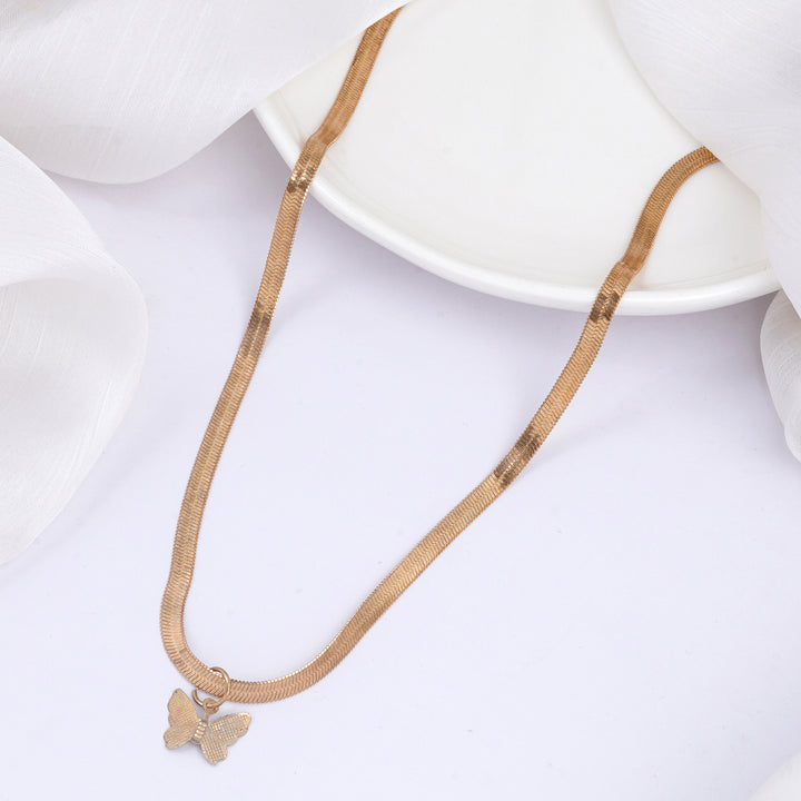 Bewitched Veronica Sleek Gold Chain Butterfly Charm Necklace