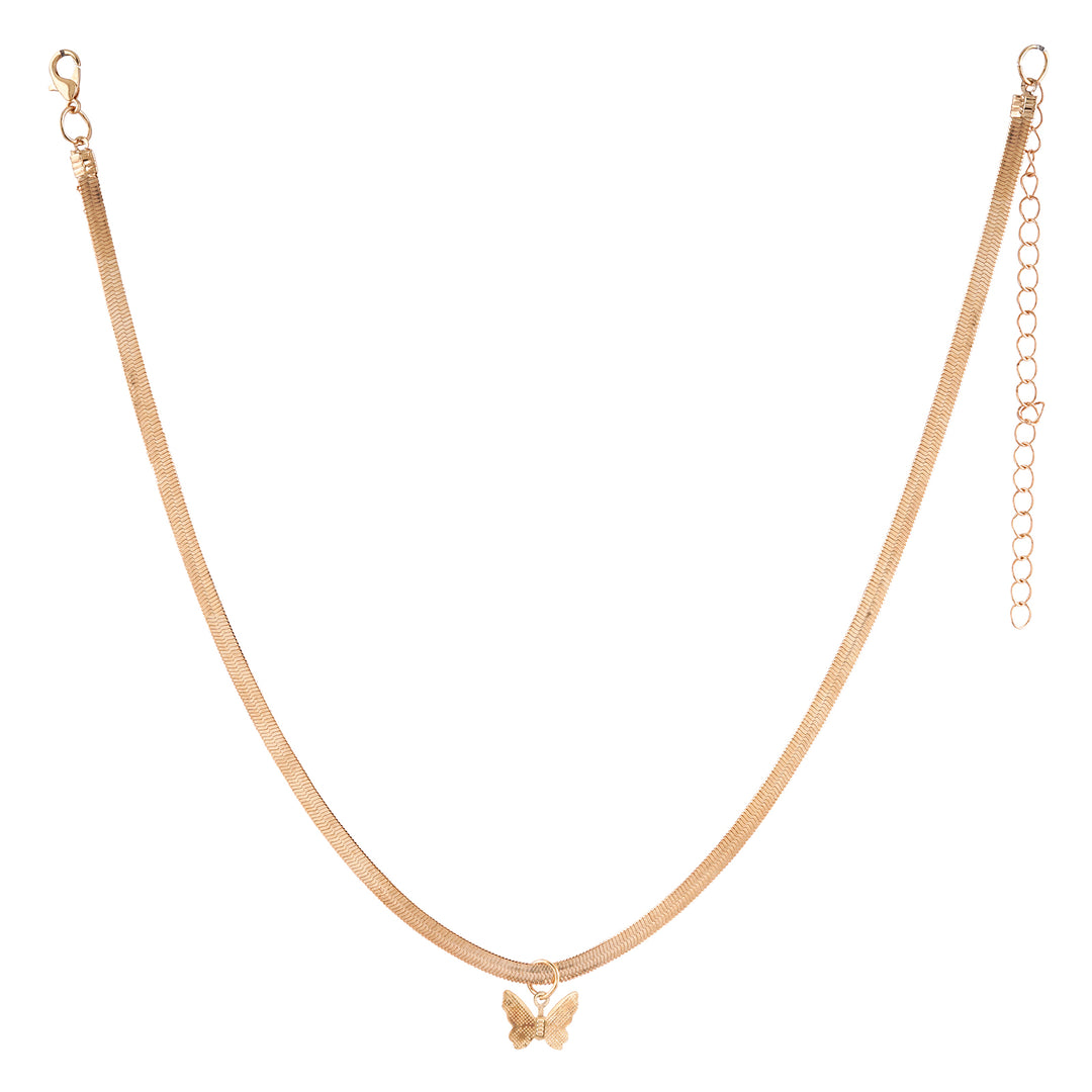 Bewitched Veronica Sleek Gold Chain Butterfly Charm Necklace