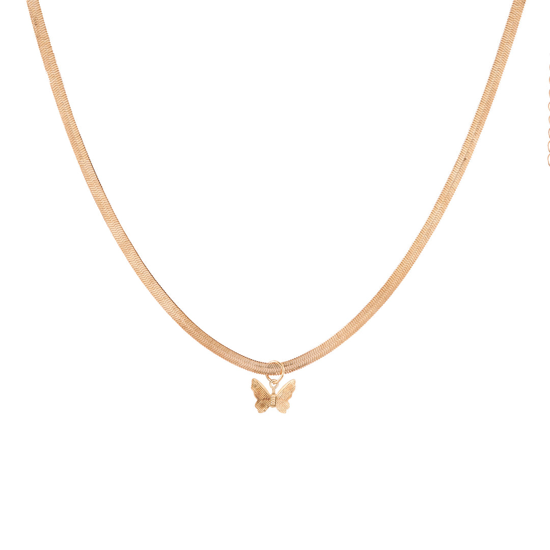 Bewitched Veronica Sleek Gold Chain Butterfly Charm Necklace