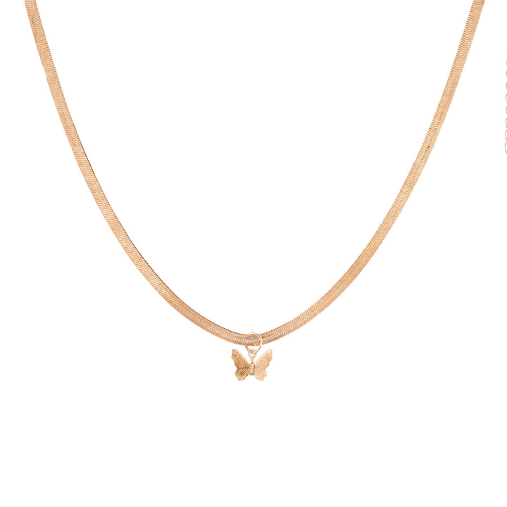Bewitched Veronica Sleek Gold Chain Butterfly Charm Necklace
