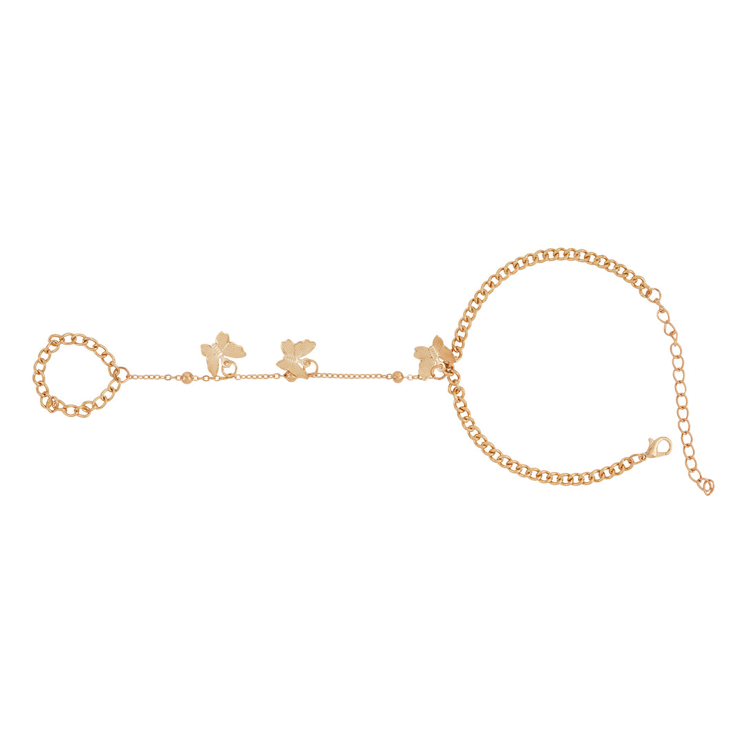 Bewitched Sabrina Butterfly Charm Gold Hand chain Bracelet