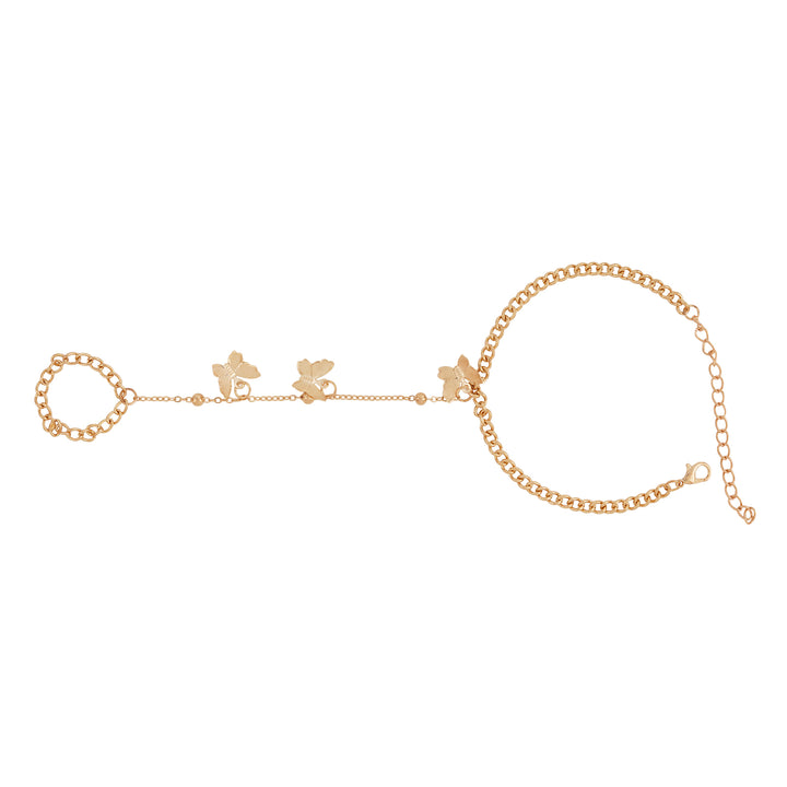 Bewitched Sabrina Butterfly Charm Gold Hand chain Bracelet