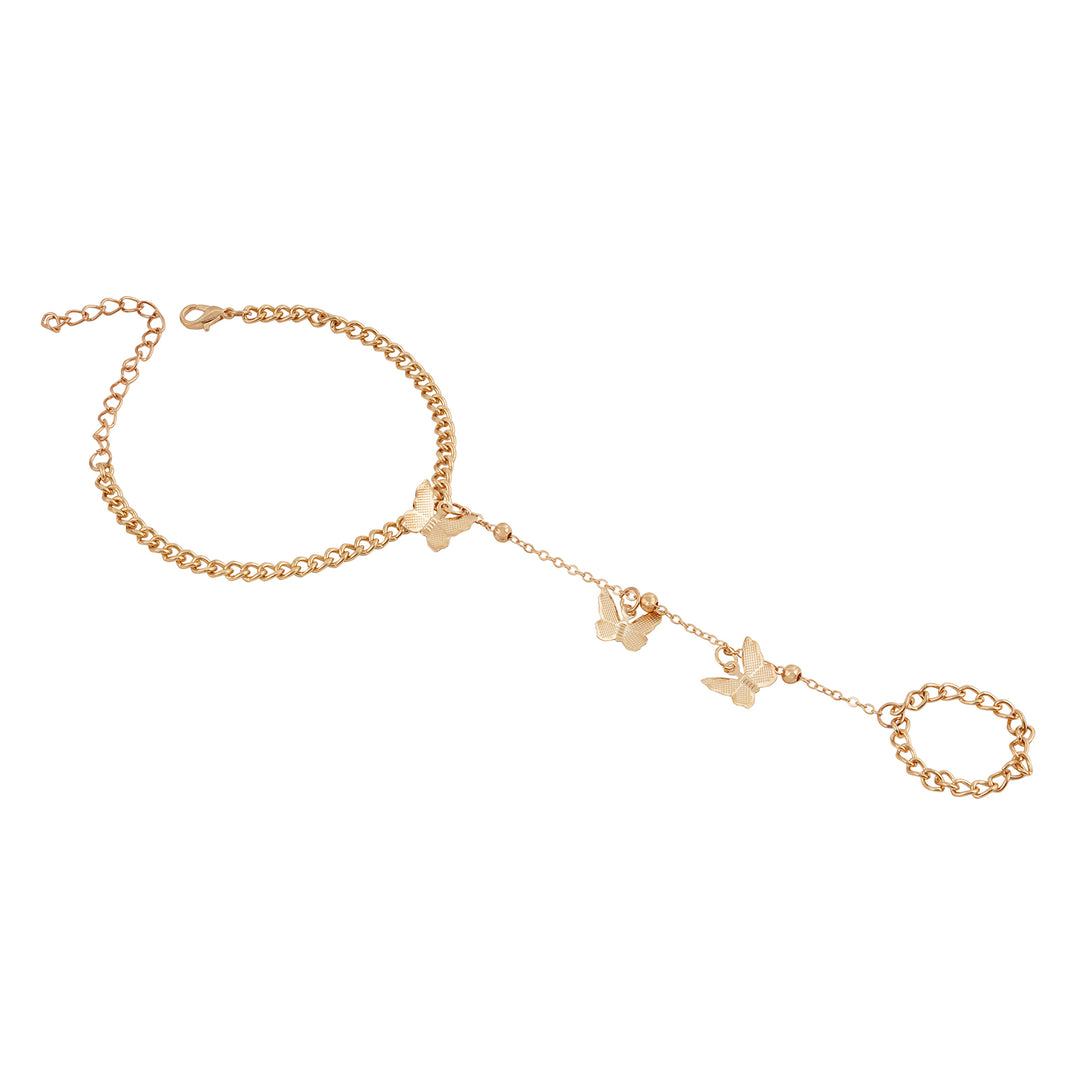 Bewitched Sabrina Butterfly Charm Gold Hand chain Bracelet