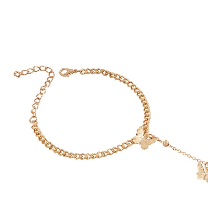 Bewitched Sabrina Butterfly Charm Gold Hand chain Bracelet