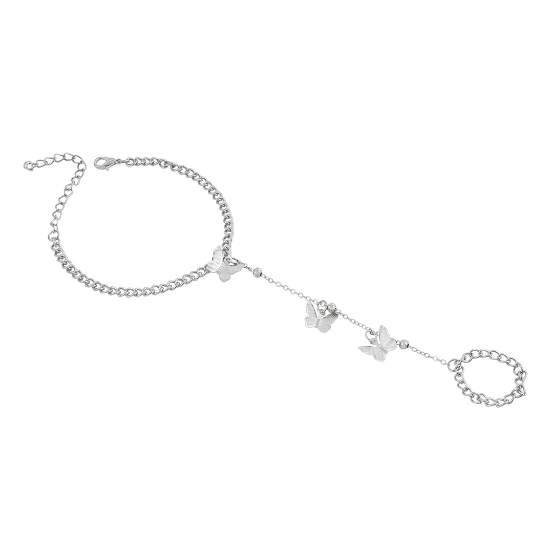 Bewitched Sabrina Butterfly Charm Silver Hand chain Bracelet