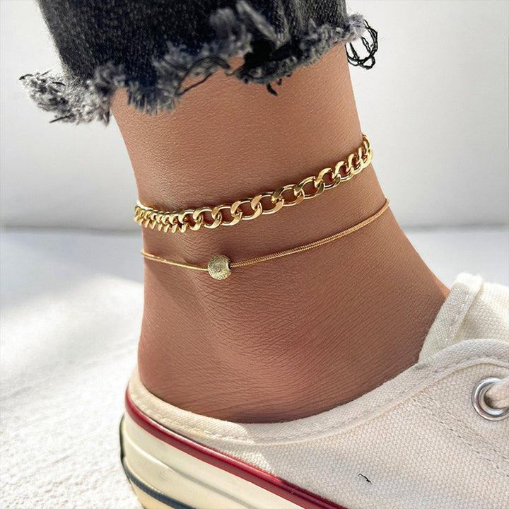Bewitched Clayton Gold Chunky chain and dainty charm layered anklet
