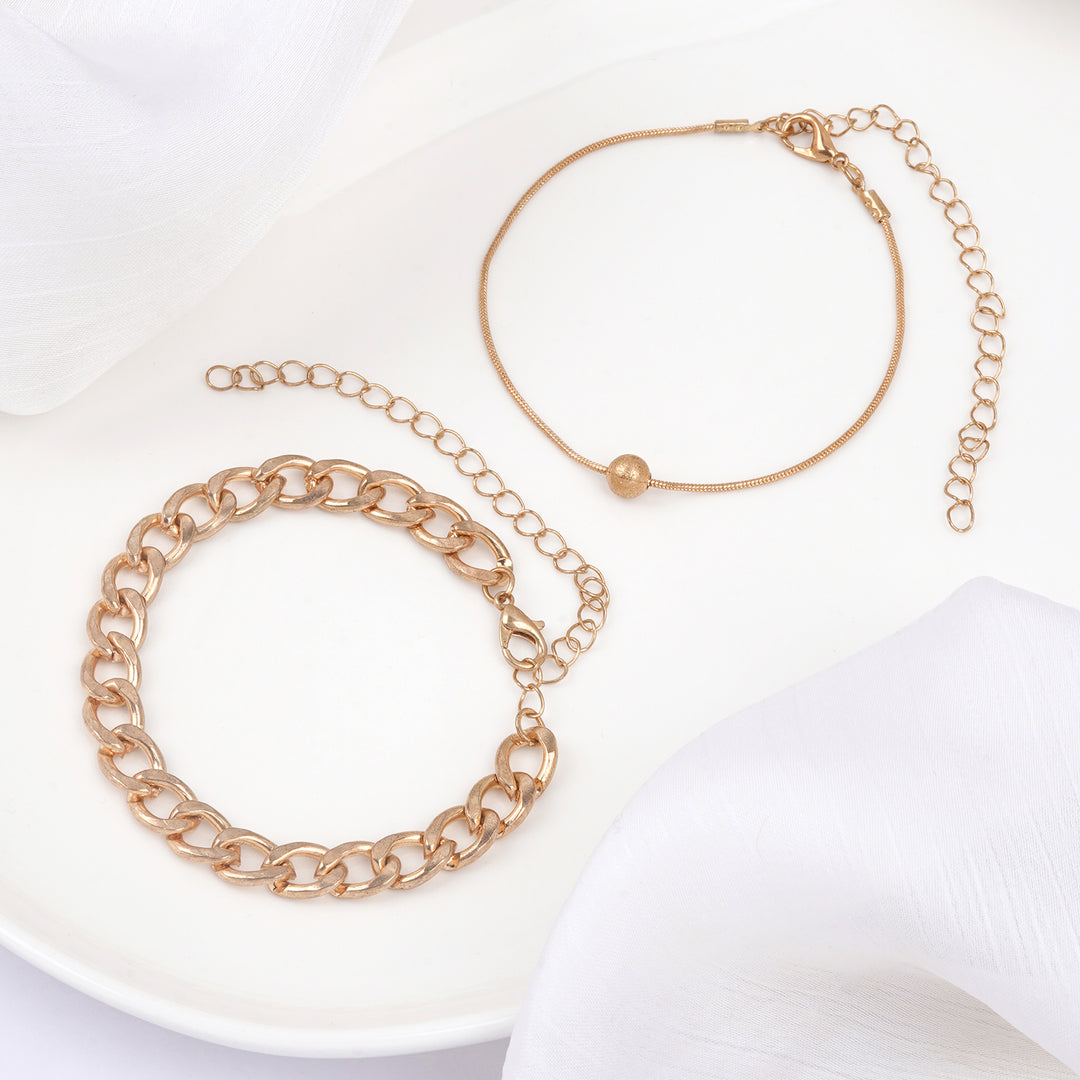Bewitched Clayton Gold Chunky chain and dainty charm layered anklet