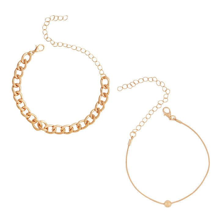 Bewitched Clayton Gold Chunky chain and dainty charm layered anklet