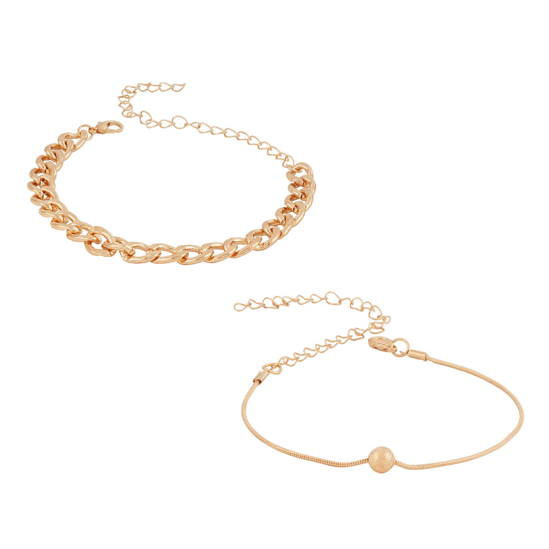 Bewitched Clayton Gold Chunky chain and dainty charm layered anklet