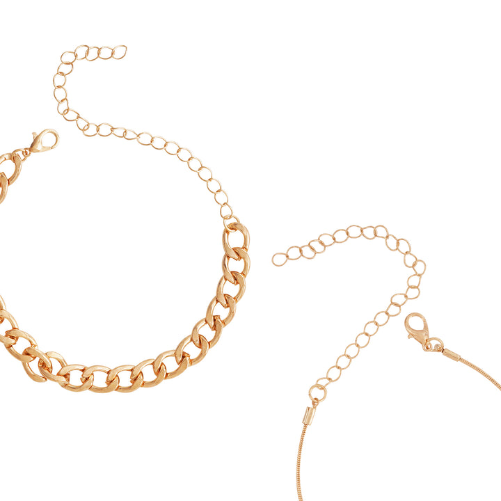 Bewitched Clayton Gold Chunky chain and dainty charm layered anklet
