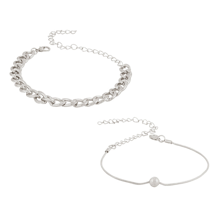 Bewitched Clayton Silver Chunky Chain And Dainty Charm Layered Anklet