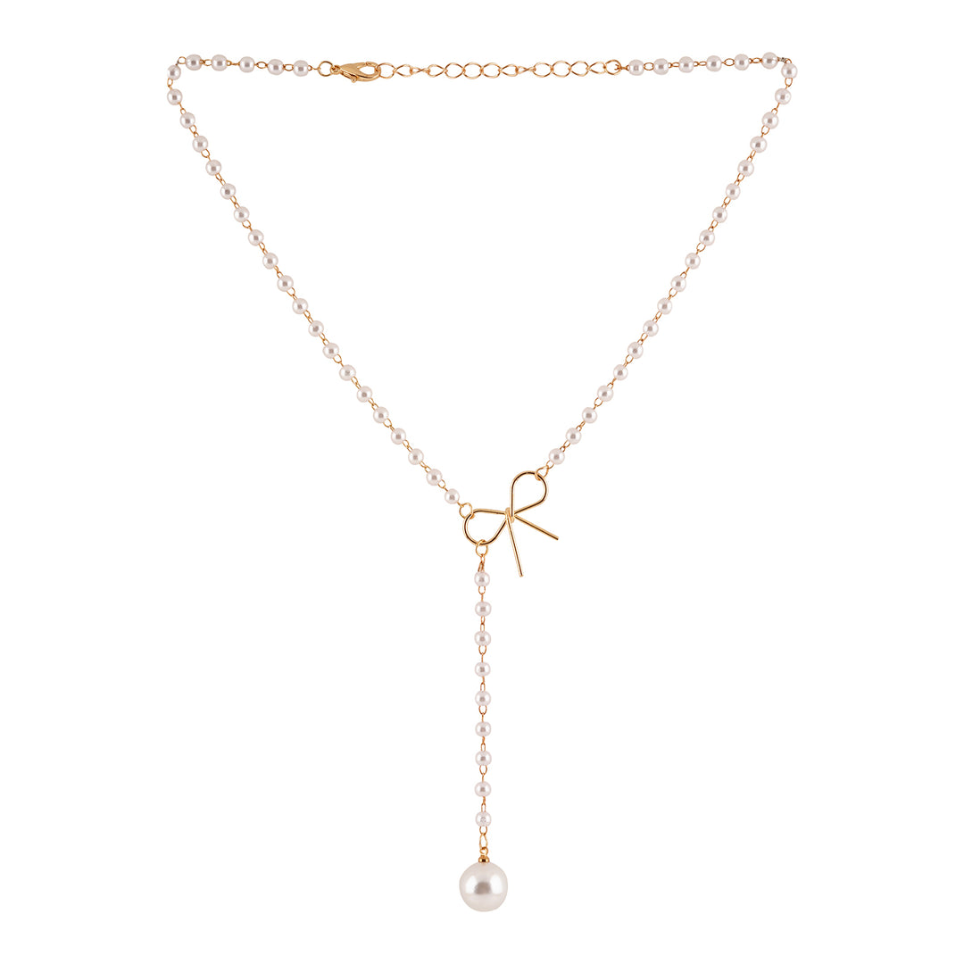 Bewitched Fizah's  Pearl and Gold Bow knot Necklace