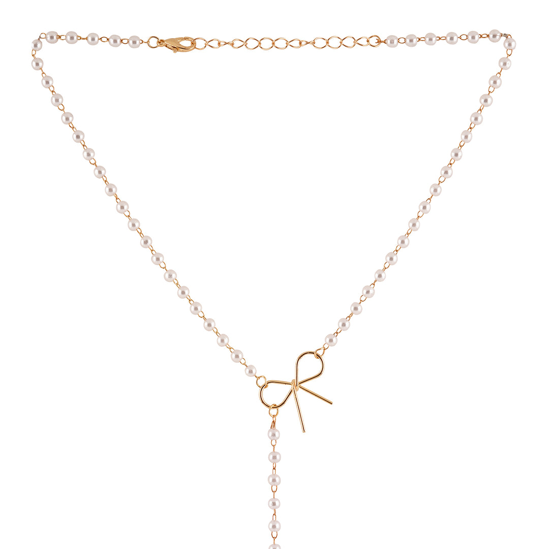 Bewitched Fizah's  Pearl and Gold Bow knot Necklace