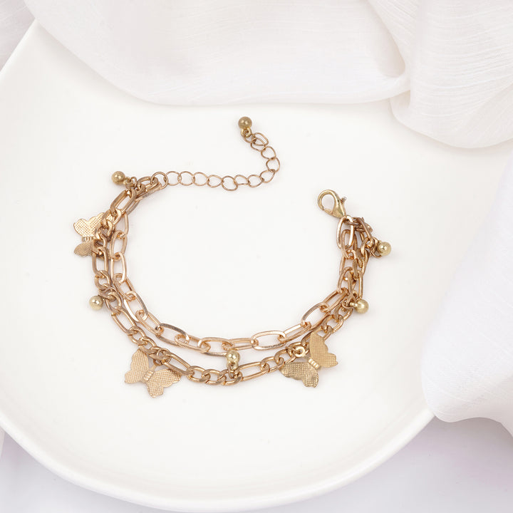 Bewitched Cystine Gold Butterfly Charm Bracelet