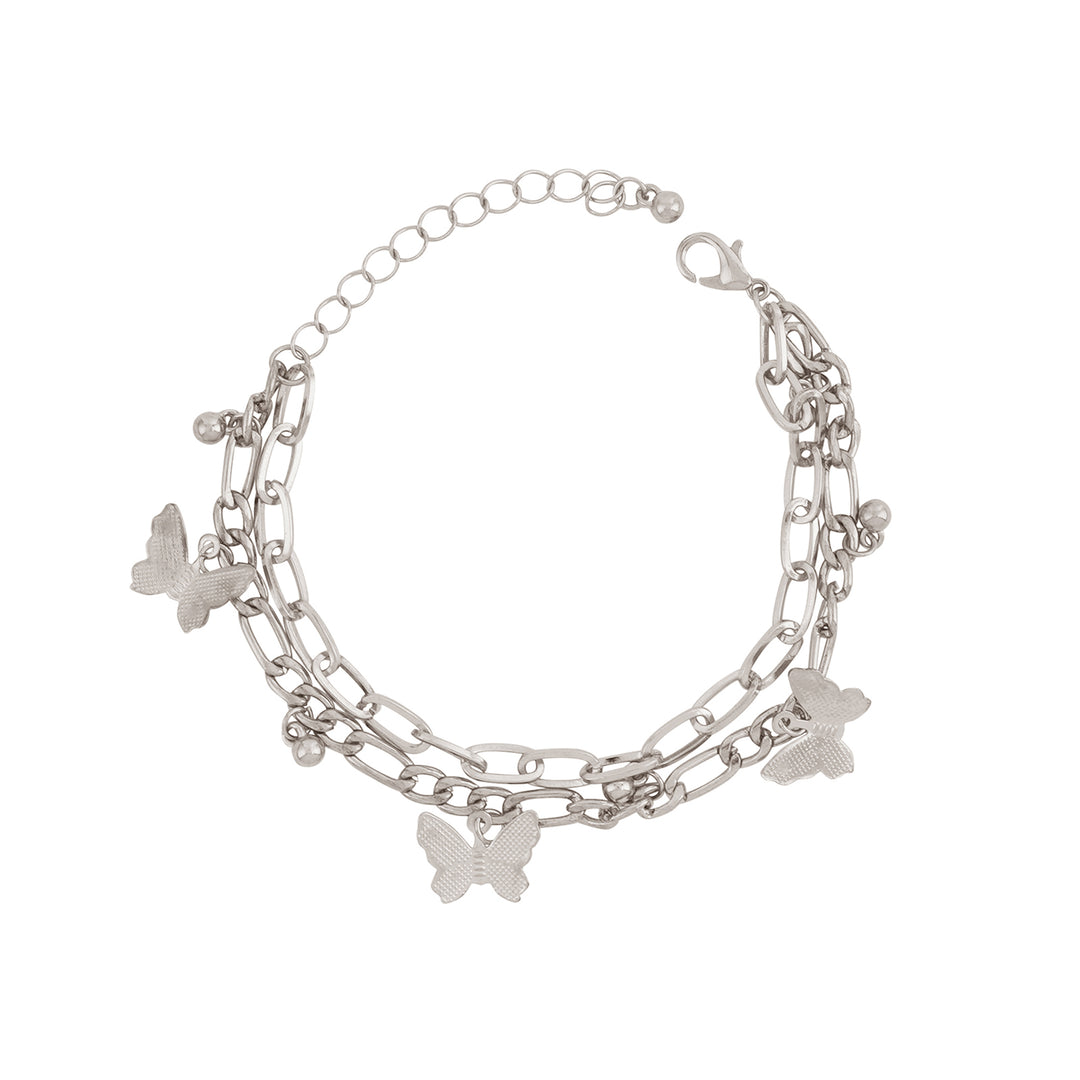 Bewitched Cystine Silver Butterfly Charm Bracelet