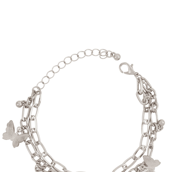 Bewitched Cystine Silver Butterfly Charm Bracelet