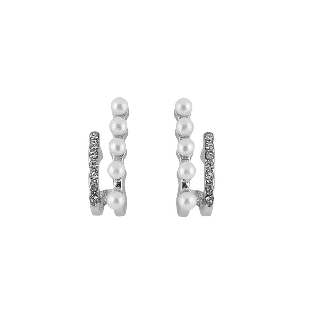 Bewitched Tiah Pearl And Rhinestone Silver Hoop Studs – Joker & Witch