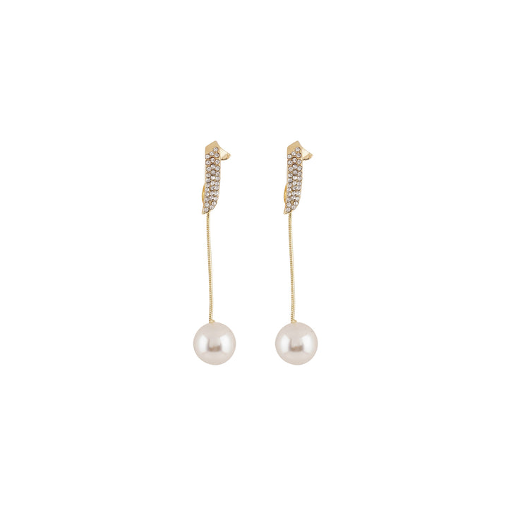 Bewitched Vinci Pearl And Rhinestone Drop Gold Studs