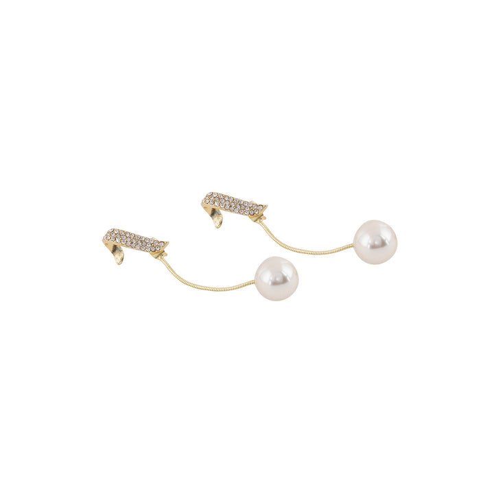 Bewitched Vinci Pearl And Rhinestone Drop Gold Studs