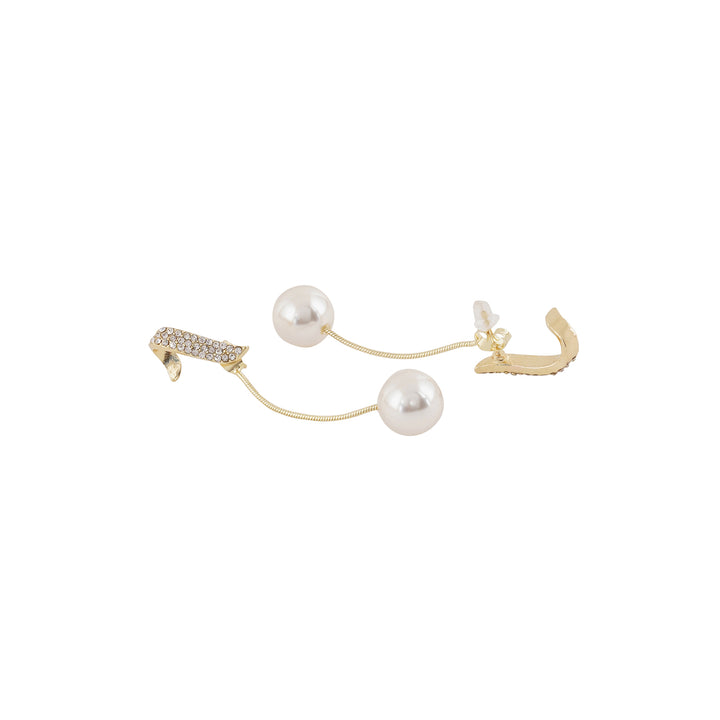 Bewitched Vinci Pearl And Rhinestone Drop Gold Studs
