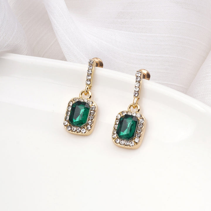 Bewitched Sylvie Emerald Stone Gold Drop Earrings