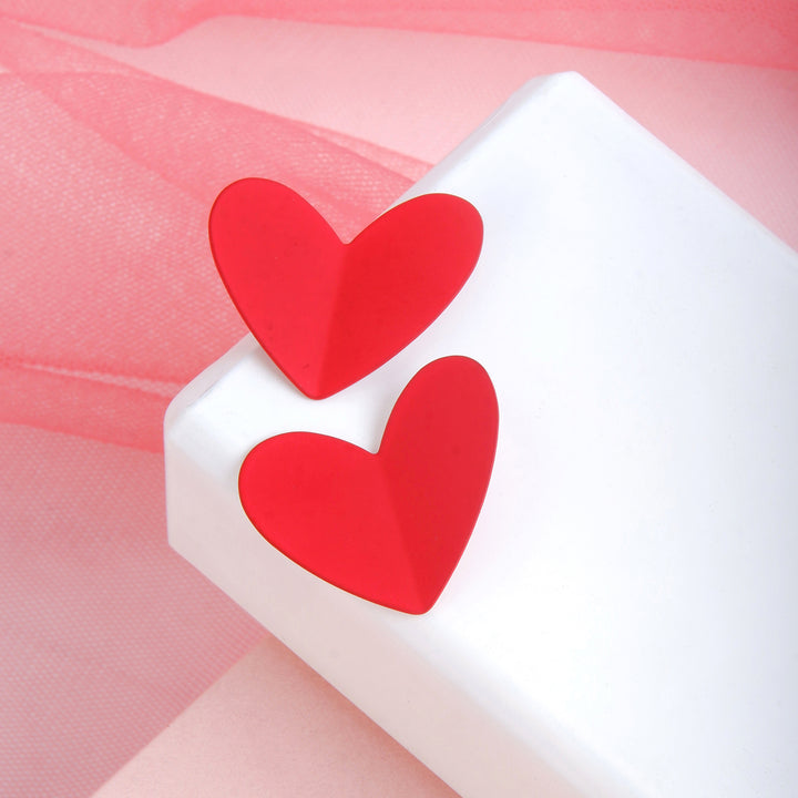 Bewitched Tressa Red Fold Heart Stud Earrings