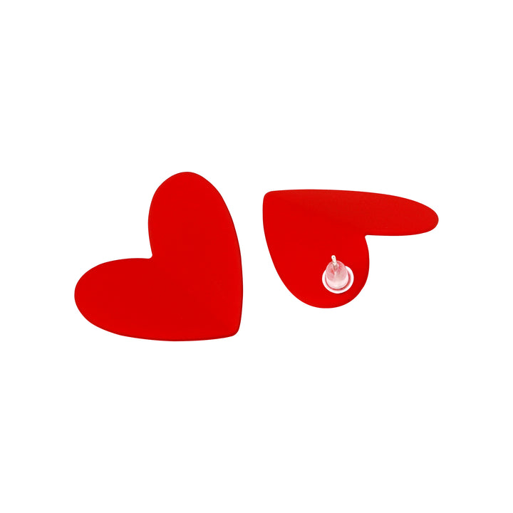 Bewitched Tressa Red Fold Heart Stud Earrings