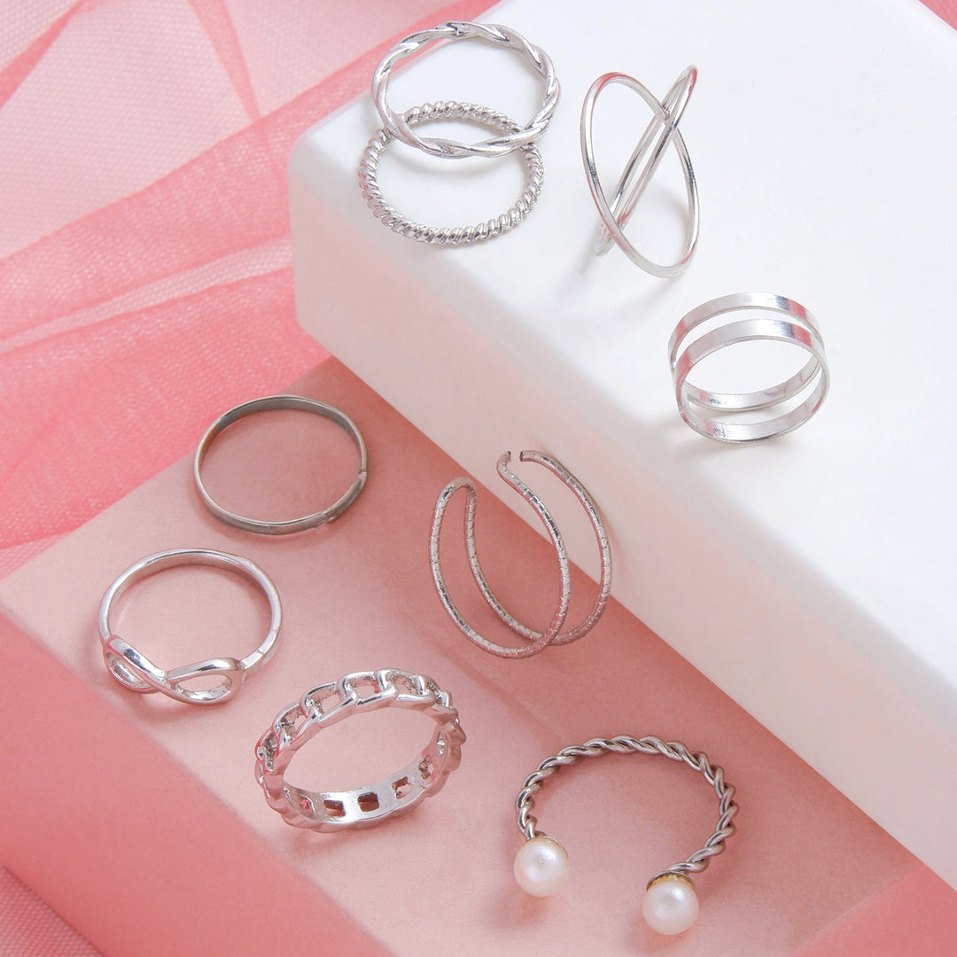 Bewitched Norine Silver Ring Stack