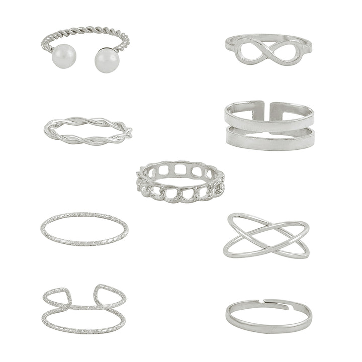 Bewitched Norine Silver Ring Stack